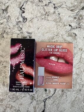 4/$14 HALFMAGIC Magic Drip Glitter Lip Gloss, Y2K Cherub, Pink, Travel size, New
